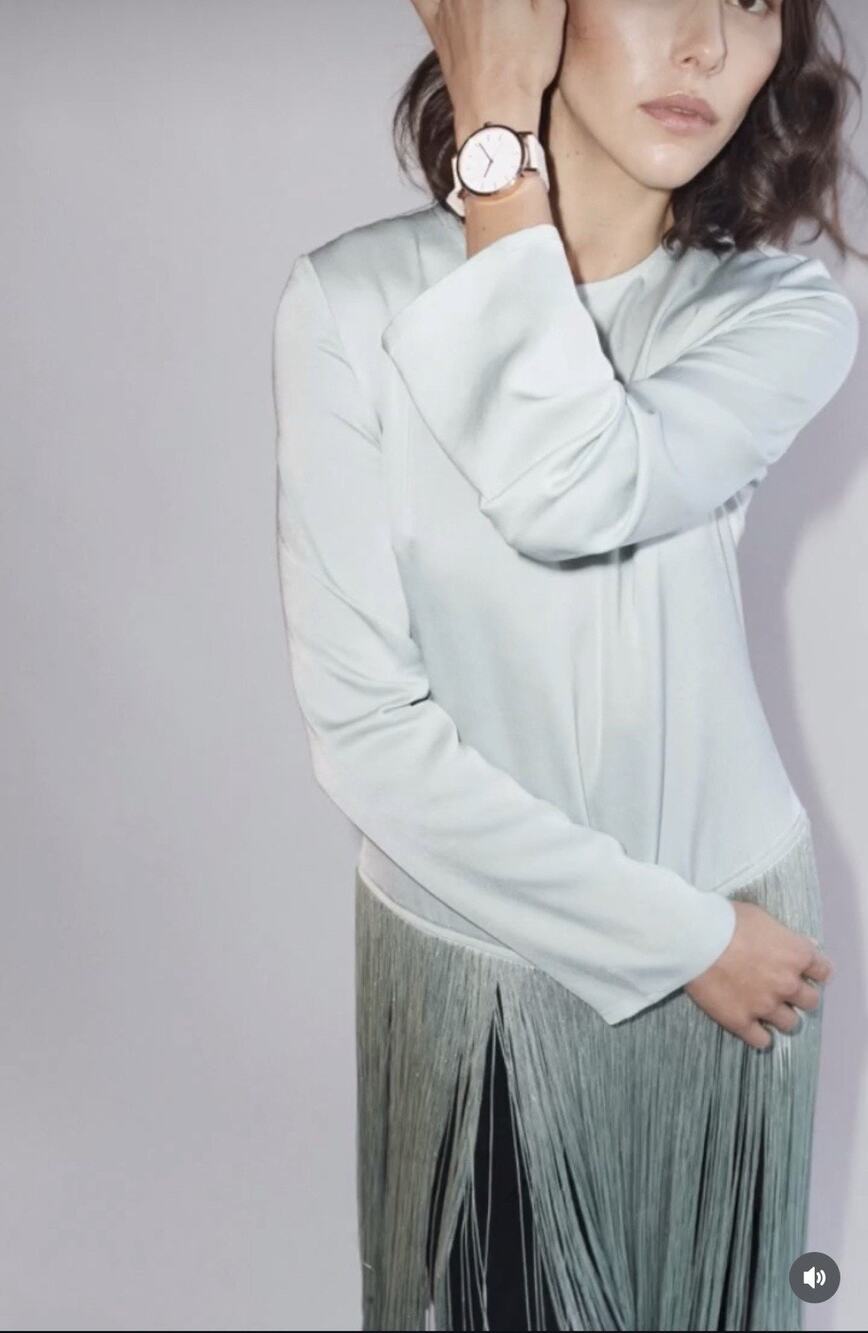 NWT blanca pallas Long Sleeve Fringe Blue Top Marmo s/m